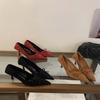 2025 new spring and autumn bow pointed head thin heel high heels women's shallow mouth single shoes suede temperament versatile work shoes
