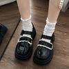 2026 Frühling Herbst Leder Mary Jane Schuhe Doppel-Schnallenriemen Spitze Dekor Plateau Loafer Klobige Runde Spitze Freizeit Lolita Schuhe