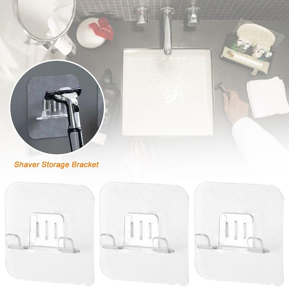 

1pc Punch Free Shaver Storage Bracket Waterproof Bathroom Shelf Organizer Universal Mount Stand