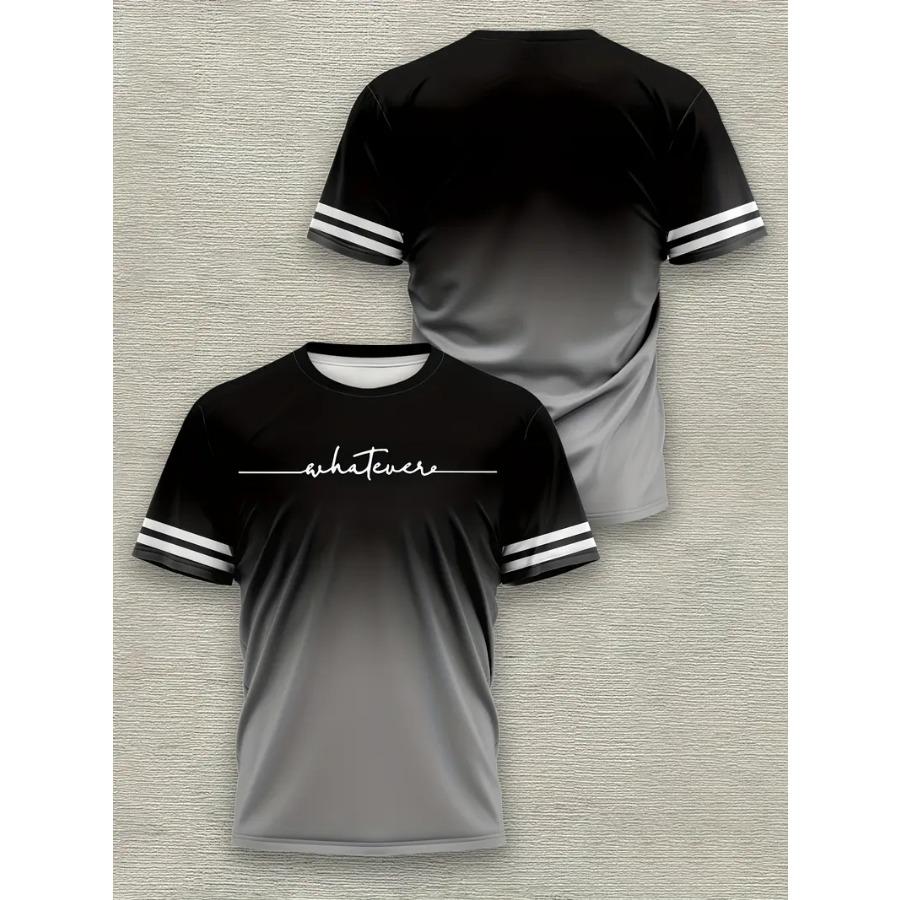 Men's Gradient Color T-Shirts - Casual Short Sleeve Round Neck Tees with Ombre Print, Machine Washable All-Season Comfort for Outdoor