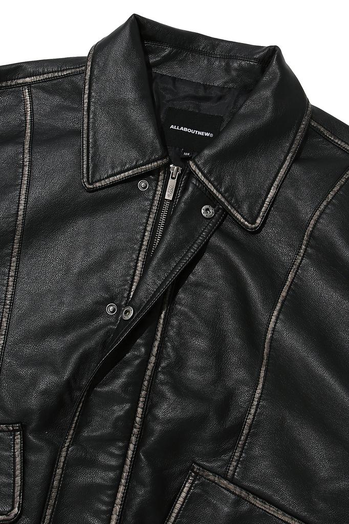 ALL ABOUT NEW Faux Leather Wet Pigment Jacket Black Ana3Uj07Abk