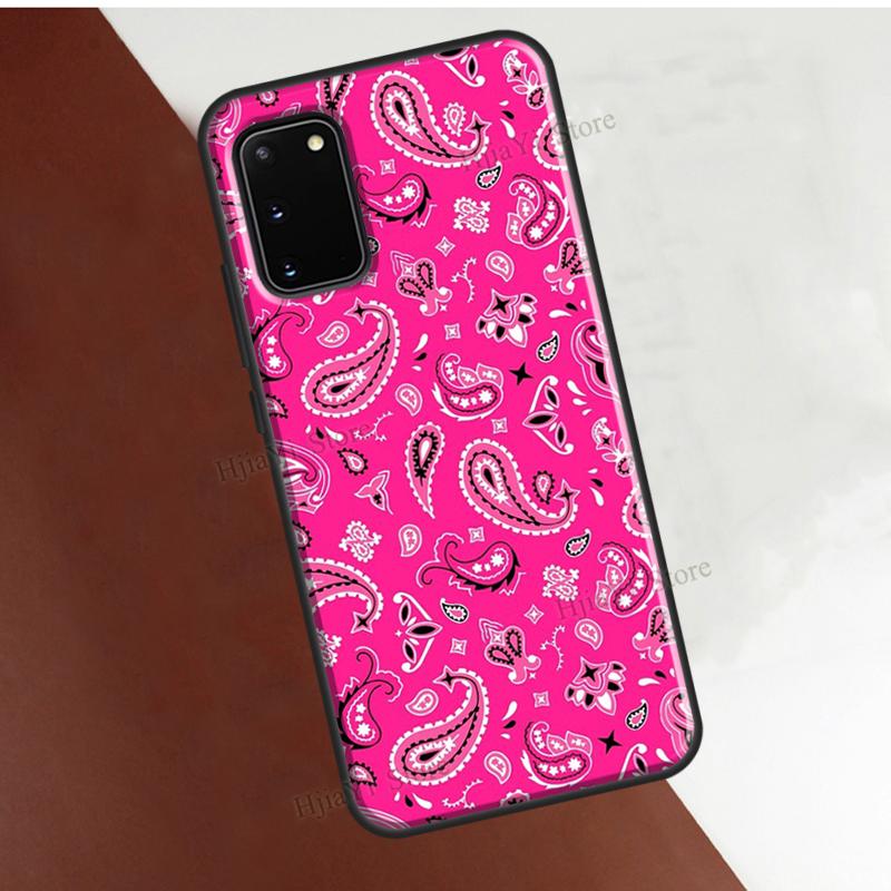 Black Bandana Paisley Phone Case For Samsung Galaxy S21 Ultra S22 S20 FE S8 S9 S10 Plus Note 10 Note 20 Cover