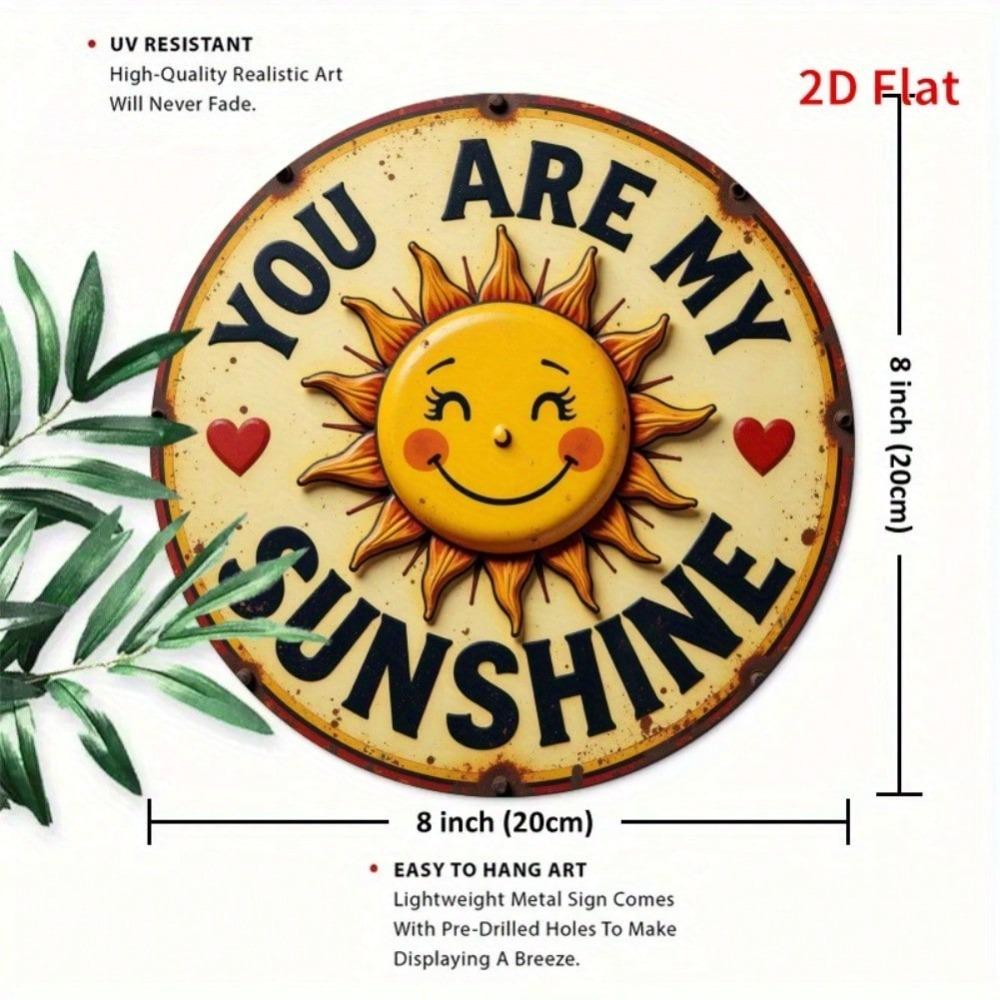 Vintage Round Iron Wall Art You Are My Sunshine Metal Sign Rustic Home Decor Gift
