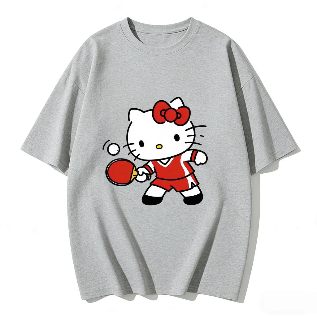 2026 Hello Kitty Cartoon Printed Short Sleeve Summer Cotton Tshirt Womens Family Matching Outfits Tops Tee Highquality Tees