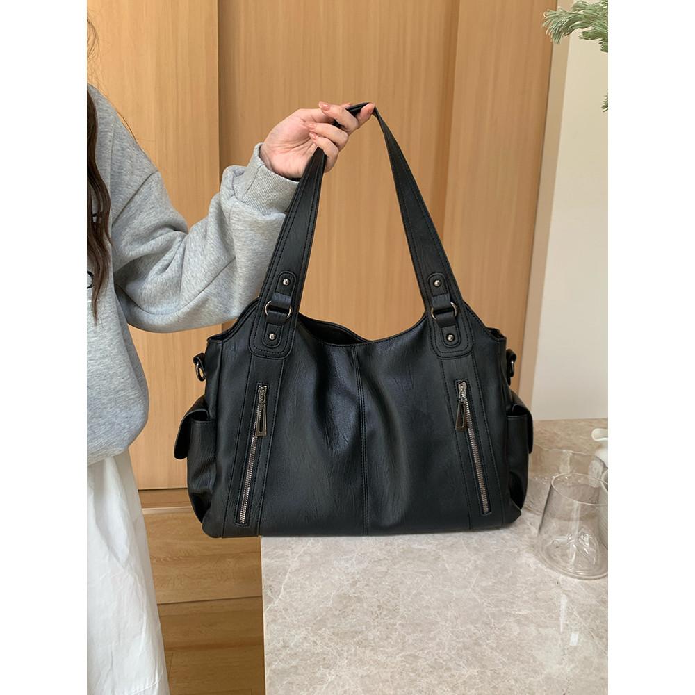 IELGY Women s Large Leather Tote & Crossbody Handbag - Stylish Black
