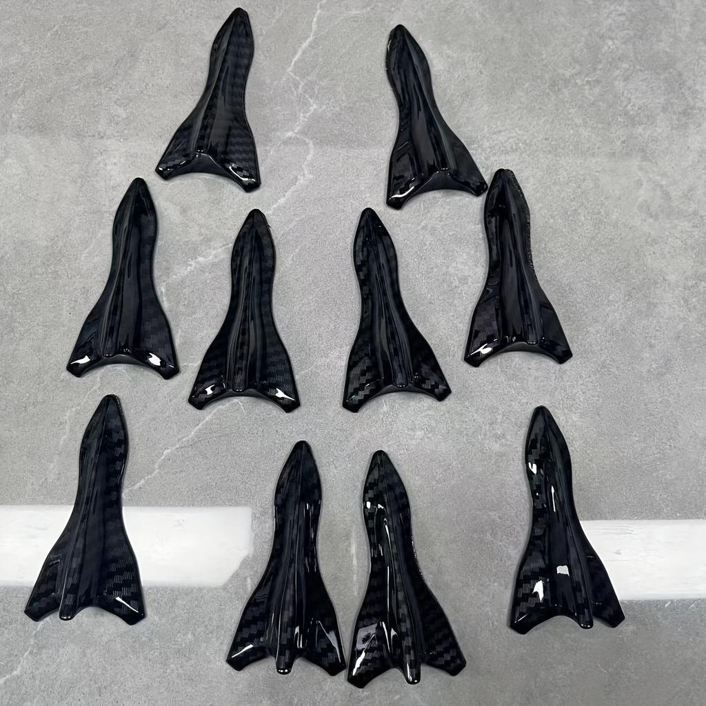 10 Stück Dachspoiler, schwarze Haifischflosse, universeller spitzer Karbonfaser-Stoßfänger, Auto-Dachmodifikations Teile, Windmesser