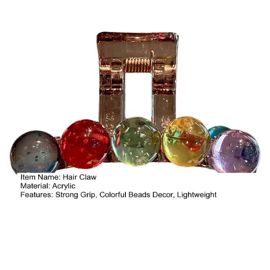 Yousheng Hair Claw Colorful Transparent Beads Decor Hair Clip Strong Grip Non-Slip Large Size Back Head Shark Hair Claw Hair