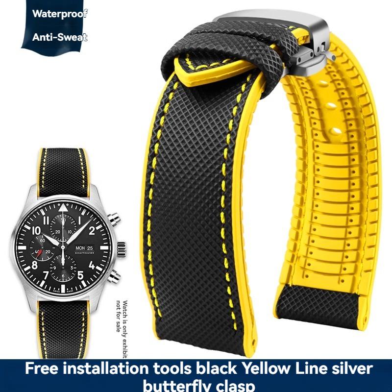

20mm 21mm 22mm 23mm Nylon Rubber Bottom Waterproof Watch Band for Longines IWC Pilot Mark 18 Seiko Omega Series Watchband Strap 24mm