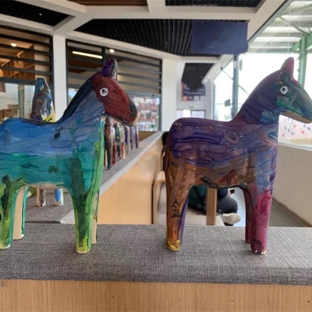DIY Drawing Wooden Horse Handmade Blank Animal Figurine Painting Horse Figure Festive Event