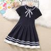 Robe Préppy d'Été pour Filles Robe Princesse Tendance pour Enfants Vêtements d'Été Décontractés Mignons pour Petites Filles