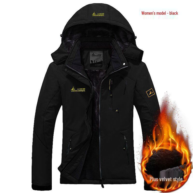 Men's Windproof Ski Mountaineering Jacket: Warm Fleece-Lined, Thick, Cotton Coat for Cold Weather, Unisex, Plus Size Available