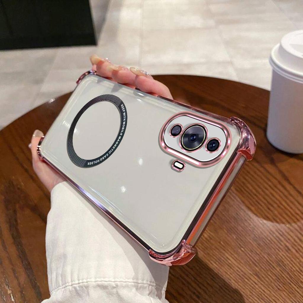 Case for HUAWEI Nova 12s,Nova 11 Pro,Nova 11 Clear Magnetic Casing Electroplated Lens Frame Phone Cover