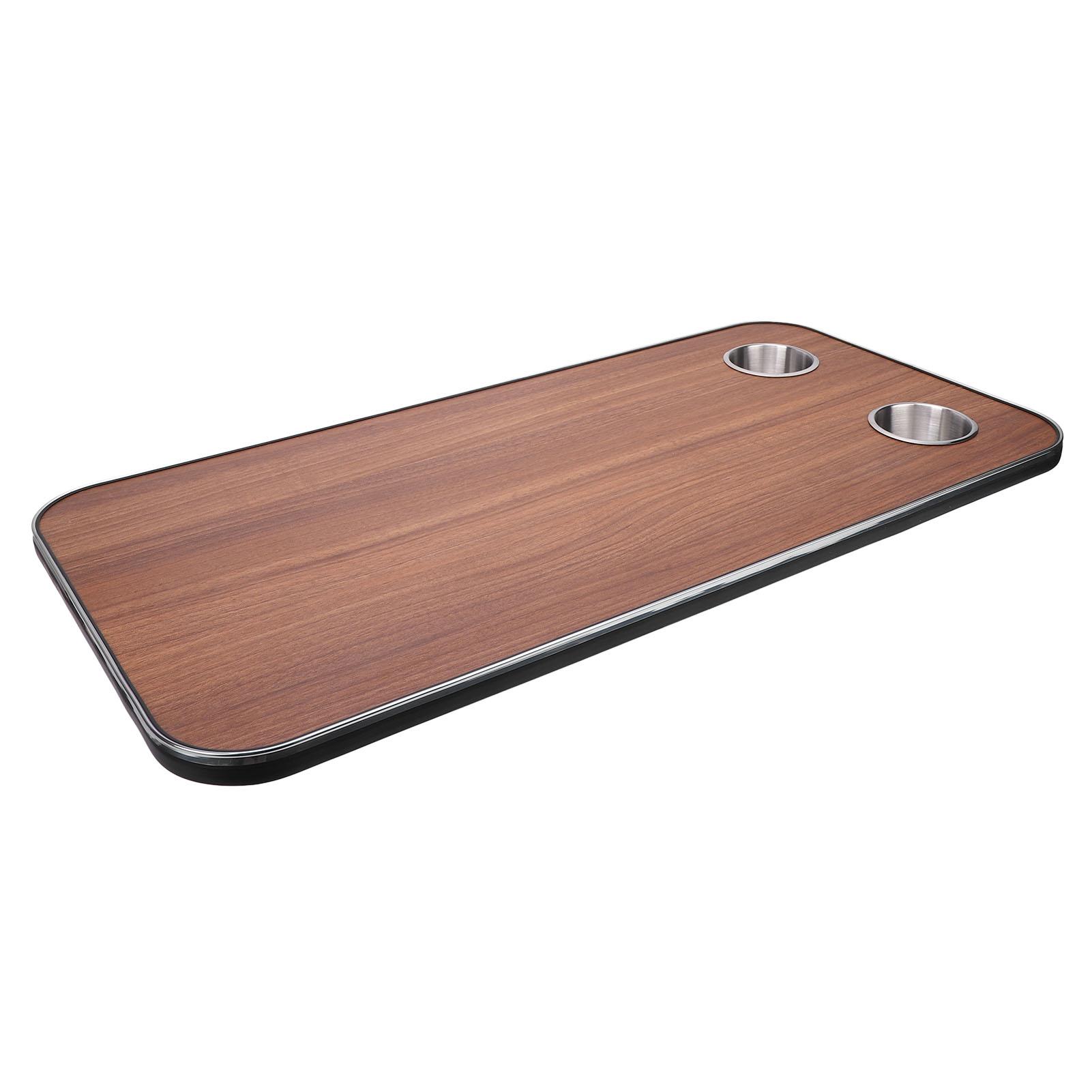 

Столешница для автодома из массива дерева с 2 подстаканниками из нержавеющей стали для прицепа, автодома, яхты, палубы лодки 800 X 400 мм, коричневая коричневый