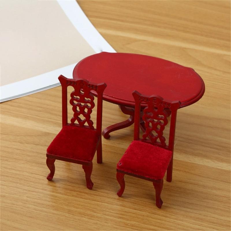 Doll House Chair Table Model Dining Set Realistic Table Dollhouses Chair Realistic Play Chair Realistic 1:12 Model Toy