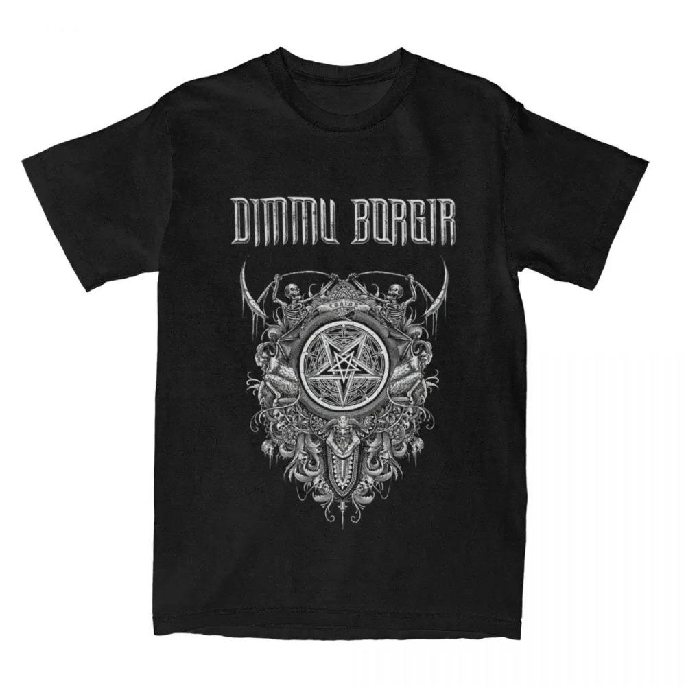Czarny Metalowy Zespół Borgir Eonian Song Dimmu Koszulka Merch Męska Damska Bawełniana Wypoczynkowa Koszulka z Okrągłym Dekoltem Topy Unikalna