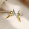 Vintage Glossy Metal Double Layered Water Droplets Ear Stud Two-tone Mix Color Waterproof Hypoallergenic Earrings Charm Jewelry
