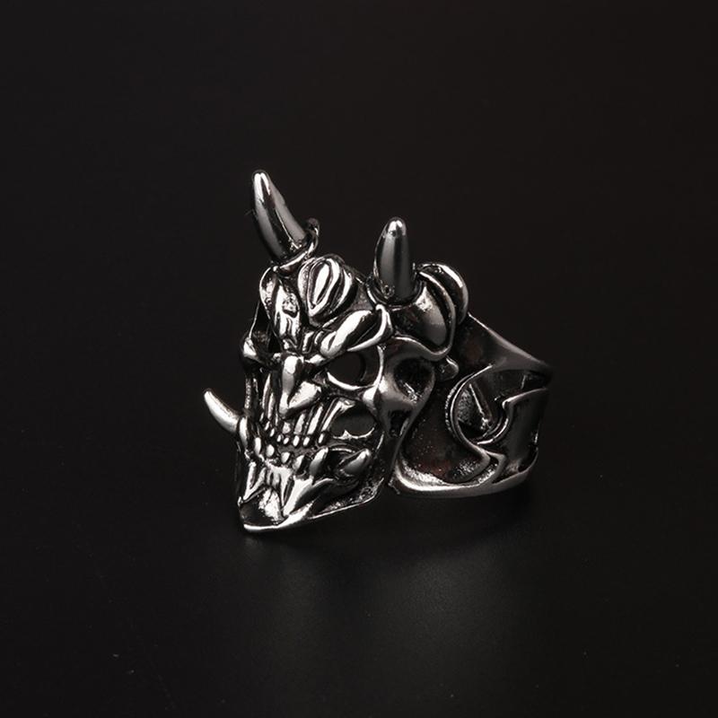 Anillo Máscara Prajna Retro Para Hombre Aleación de Zinc Color Punk Gótico Rock Hiphop Anillo Abierto Hecho a Mano Diseñador Zircón Accesorios Biker Regalo