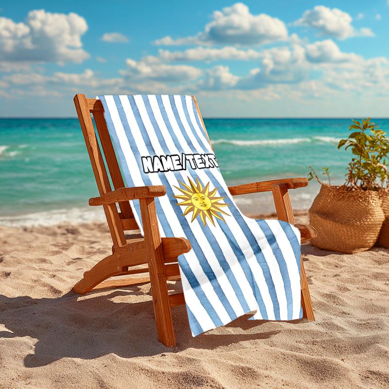 1PC Custom Name Sun Stripes Beach Towel Highly Absorbent And Sand-Resistant Towel for Swimming, Pool, Yoga, And Travel Lightweight