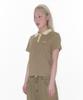 AMES-WORLDWIDE Basic Stripe Collar Tee Brown