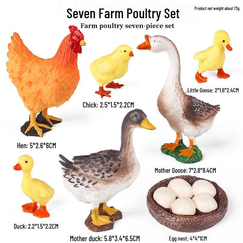 Cross-Border Animal Toy Set: Sheep, Cow, Horse, Donkey, Goat, Poultry Plastic Models