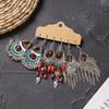 Retro long earrings, Tibetan silver tassel women's bohemian high-end metal vacation earrings set