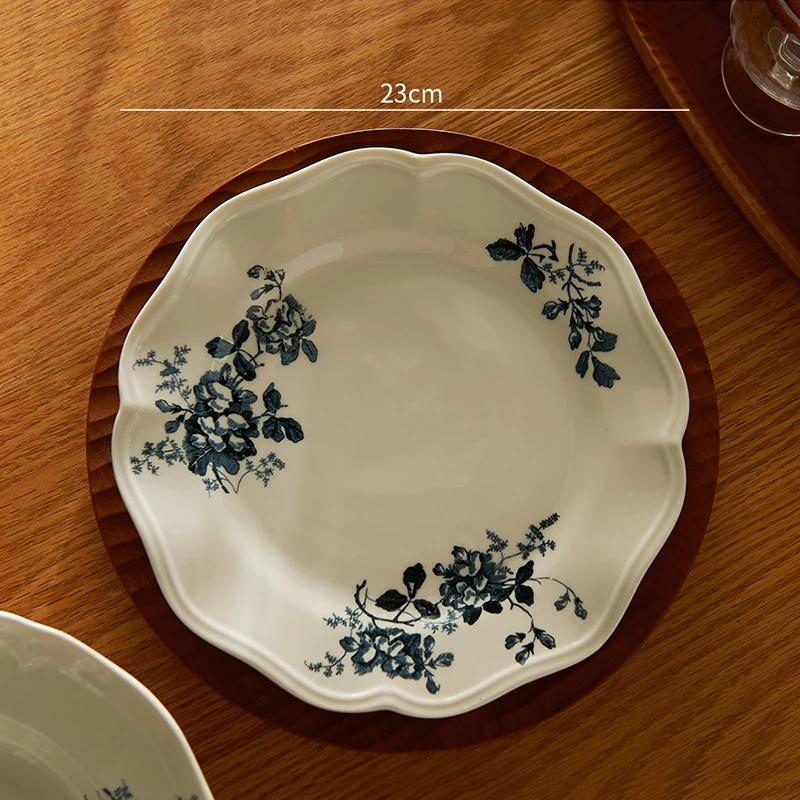 Lätt Lyx High End Matstallrik Fransk Stil Cirkulära Keramiska Tallrikar Hushåll Utsökta Skålar Restauranger Rätter Porslin