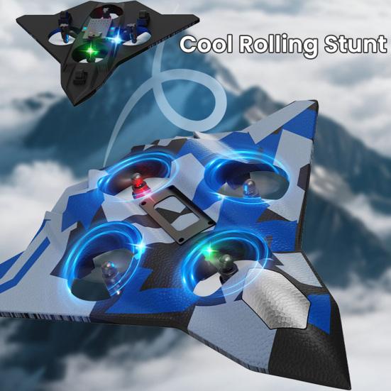 Remote Control Airplane Toy with LED Lights 360 Degrees Flip Mini Foam Fighter Jet Model Speeds