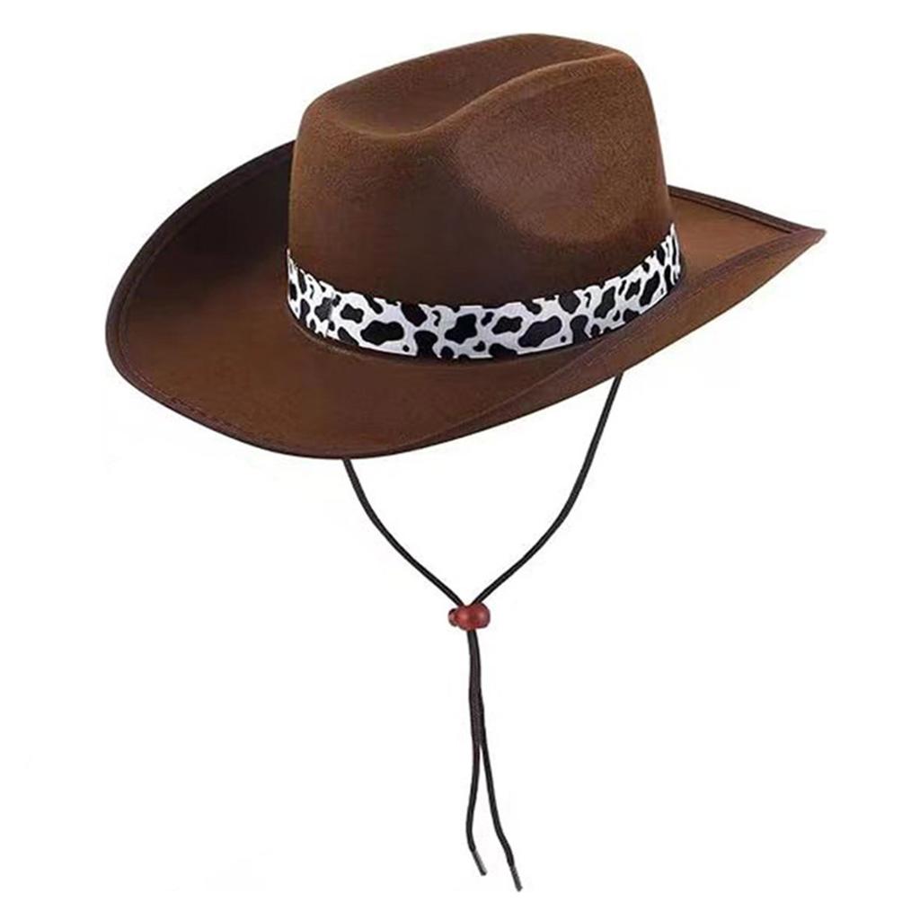 Vintage Cow Print Homburg Panama Hat Western Porkpie Hat Cowboy Hats for Dinner Outdoor Casual Wear