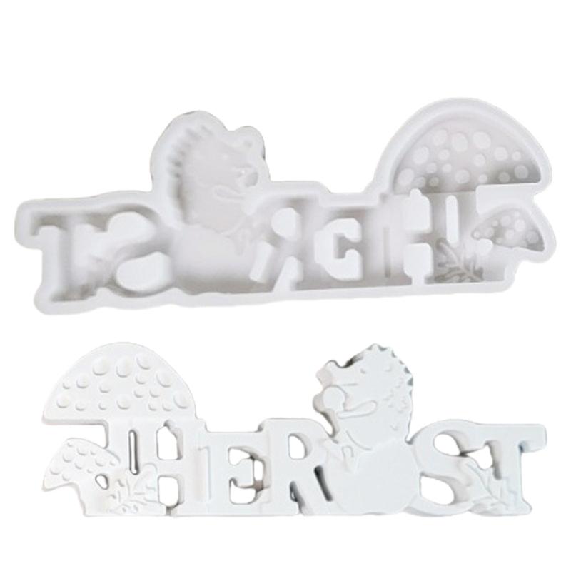 Candle Molds Letters with Hedgehogs Castings Molds Epoxy Resin Molds Autumn Silicone Moulds Plasters Molds Ornament Molds 1
