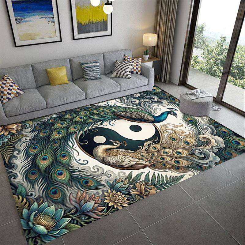 2025 New Peacock Carpet Rug for Living Room Bedroom Home Sofa Decoration,Kids play Non-slip Floor Mat119