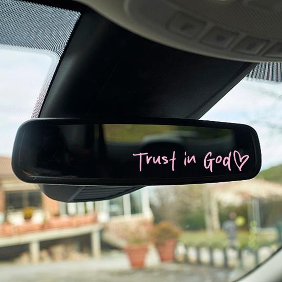 2/4/6/8Pcs Trust in God Rearview Mirror Stickers Strong Stickiness Waterproof Self Adhesive Car Decals Automotive Exterior Decals