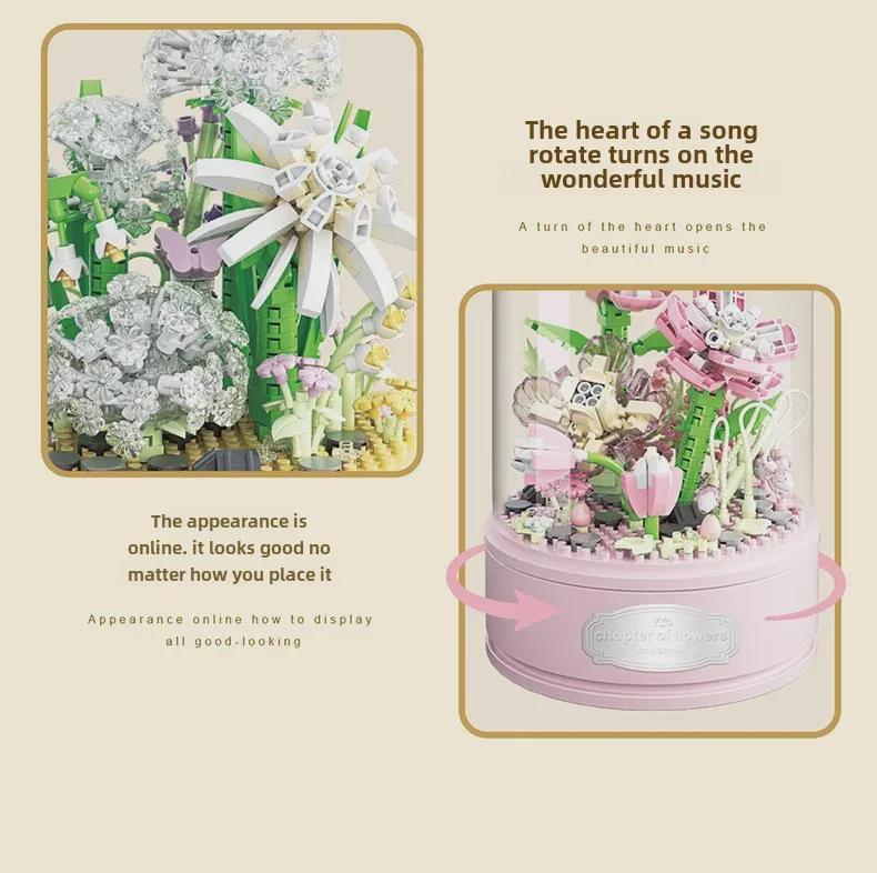 Eternal Rose Music Box Bouquet: Adult Assembled Valentine's Day Gift and Desktop Ornament