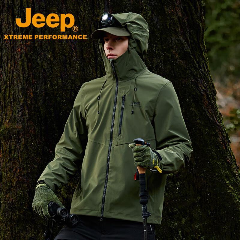 Jeep Men's 3-Proof Stretch Hooded Outdoor Jacket