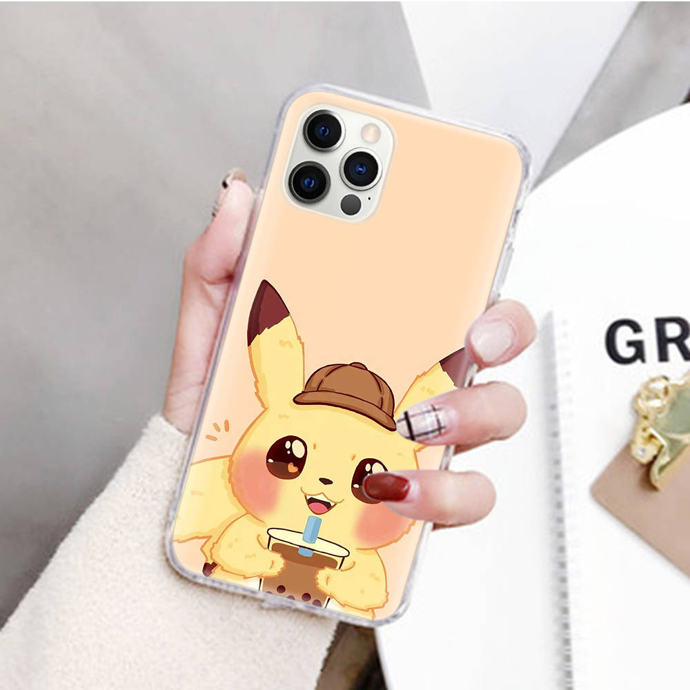 JP36 Pikachu Pokemon Transparent Case for Samsung A04 A14 A23 M33 M53 Realme 10 9 C35 C55 VIVO Y02 X80 Infinix Hot 30 Note 11 Tecno Spark 8P Pro