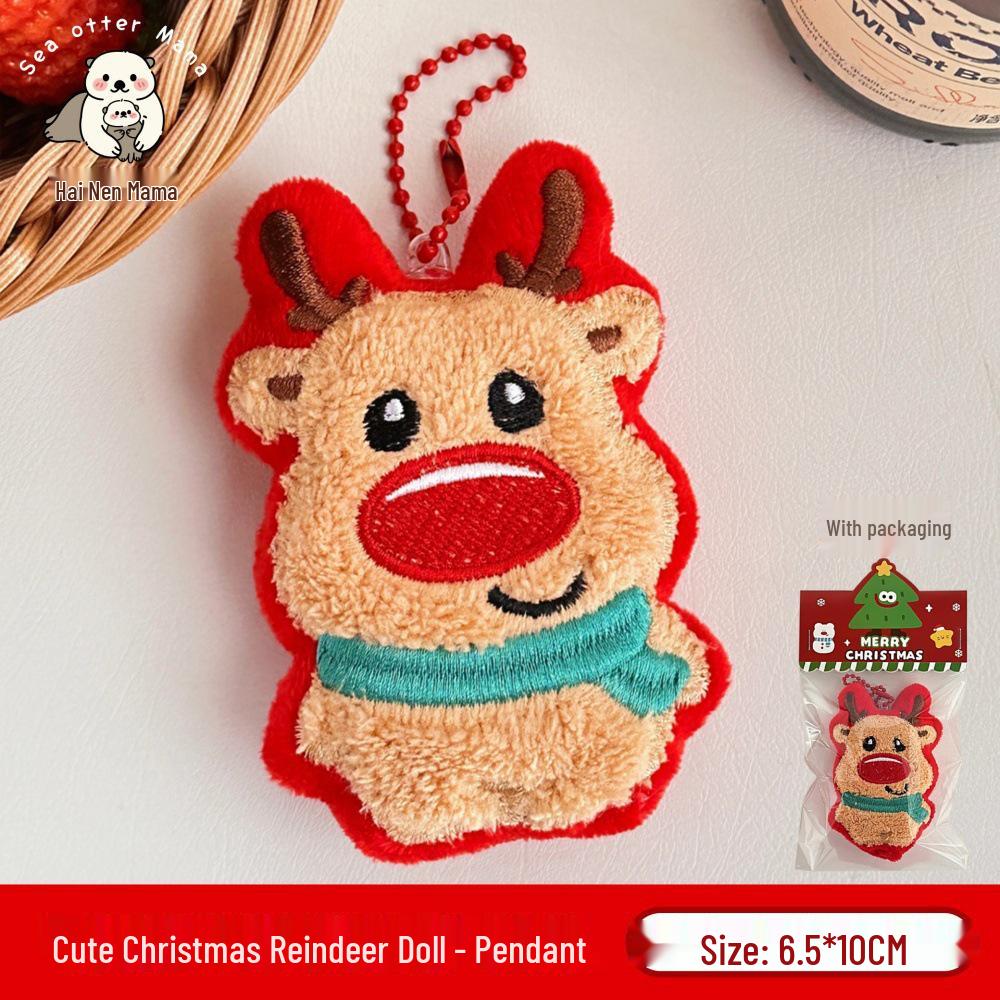 Tengyi Christmas Plush Doll Pendant - Cute Ornament & Versatile Keychain for Girls' Bags