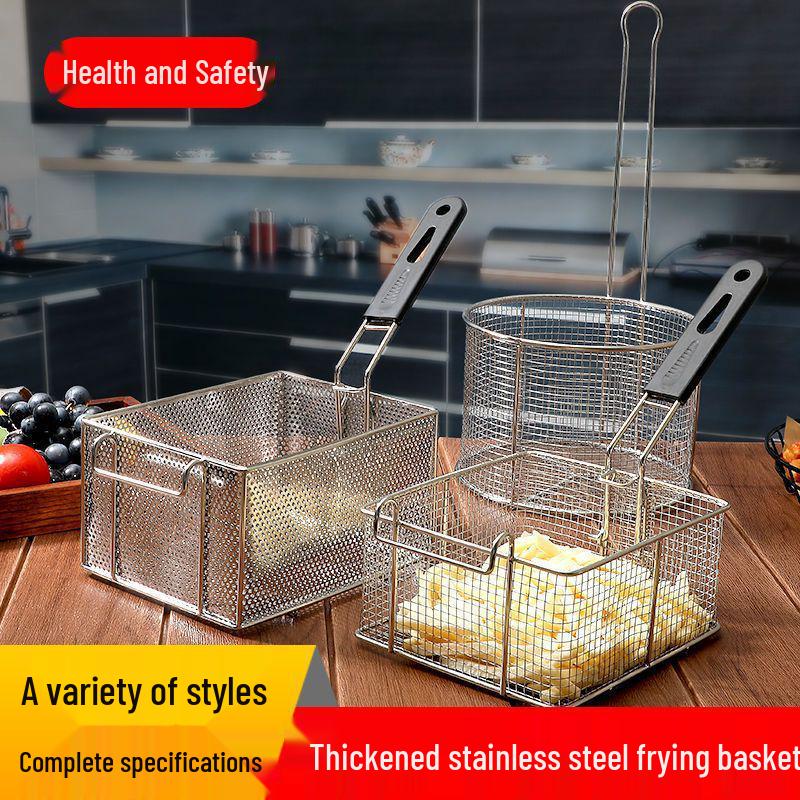 304 Stainless Steel Frying Basket for Electric Fryer - Oil Control, Thickened Design for Frying Skewers and French Fries