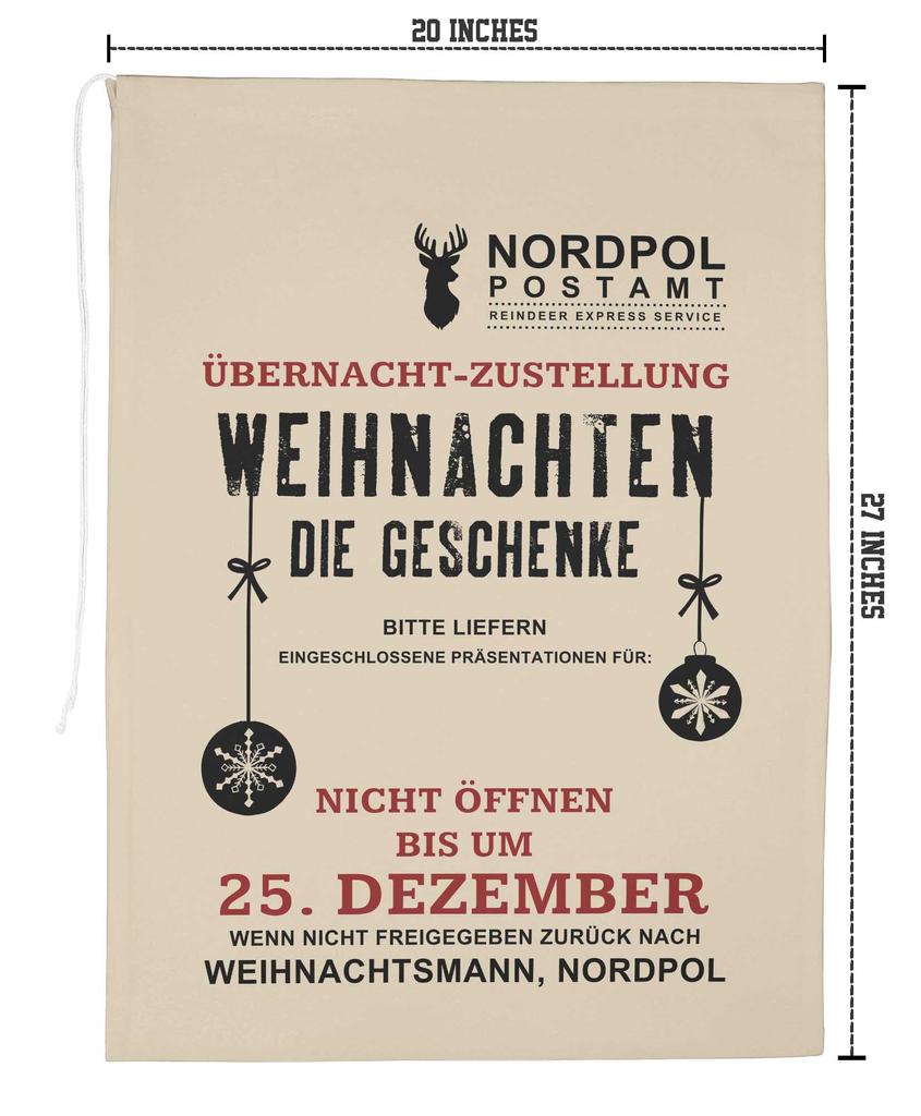 Printtoo Large Drawstring Canvas Bag Christmas Sack Bags Santa Gift Sack Custom Party Favor 2 Pcs 27x20 Inch