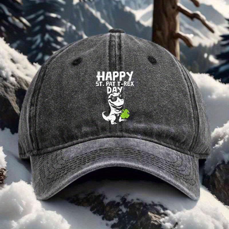 Happy St Pat TRex Day Graphic Baseball Cap Adult Unisex Casual Polyester Adjustable Outdoor Cap