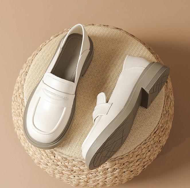 

Мода 2025 Женские лоферы из коровьей кожи на низком каблуке, туфли на платформе, женские весенние оксфорды, туфли-лодочки на толстой подошве, мокасины для босой ноги 34 абрикосовый