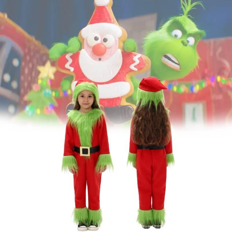 Adorable Christmas Grinch Costume For Kids In Soft Polyester For Festive Celebrations