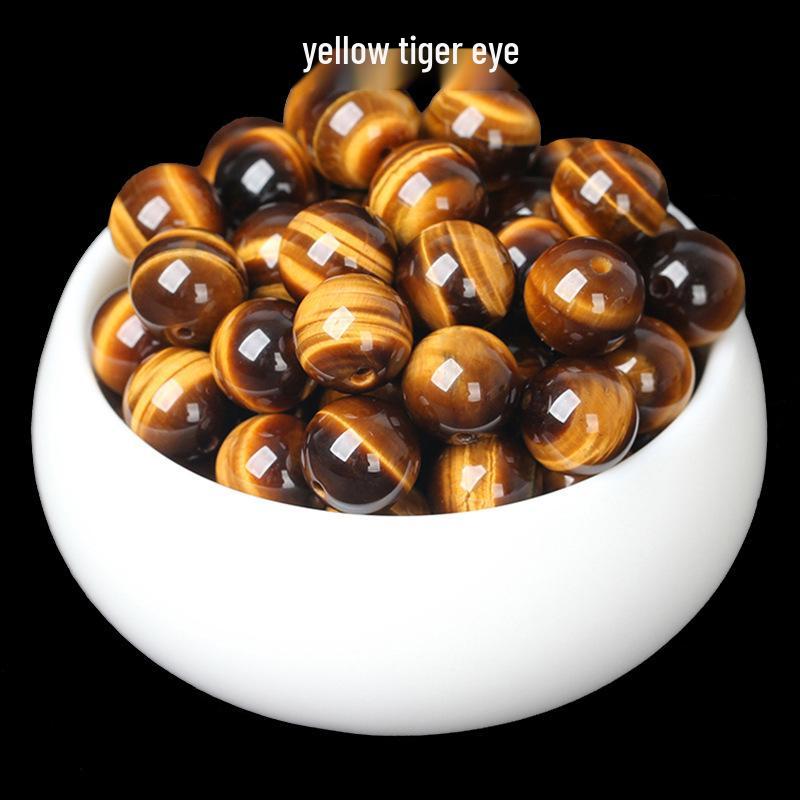 Gold, Red, Blue, and Yellow Tiger Eye Cat's Eye Round Beads for DIY Jewelry Making