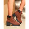 Women Lace Up Chunky Block Heel Ankle Boots Fashion Thick Sole Platform Short Martin Boots