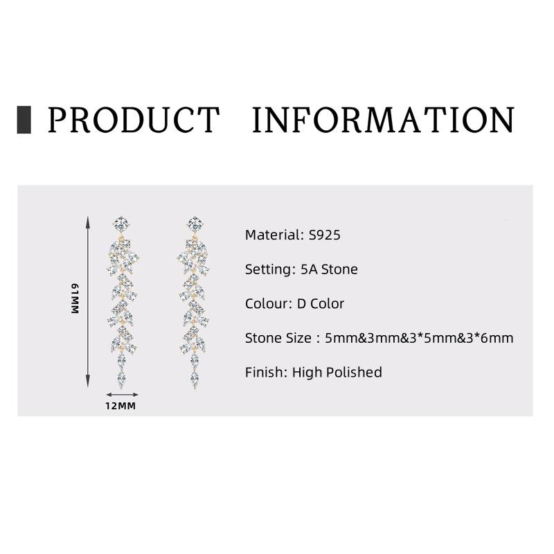 IOGOU Luxury Long Chandelier Drop Earrings Studs for Women Silver 925 5A Zircon Sona Engagement Wedding Earring New Jewelry