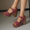 Sandali Donna Taglie Forti con Tacco Chunky, Comode Scarpe Casual Estive da Spiaggia