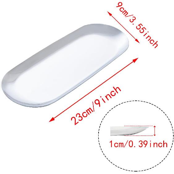 Oval Silver Tray Set, Elegant Silver Accent Decor for Vanity, Bathroom, and Kitchen, Stylish Stainless Steel Trays for Home Decor and Organization