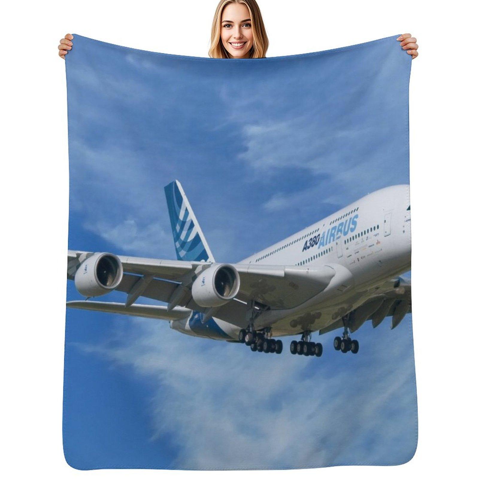 Creative Homewares Unisex White Airbus A380 Throw Blanket Color Fast Cozy Throw Blanket