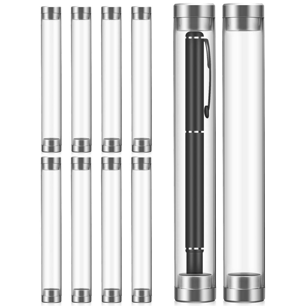 NUOLUX Cylindrical Pencil Clear Acrylic Pencil Case for Fountain Pens and Clear Round Pencil Case for Ballpoint Gift Small Item Storage Set of Pen