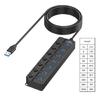 7/4 Port USB Hub With Extension Cable, USB Extension Hub Individual Controls, Wide Compatibility for Quick Data Transfer
