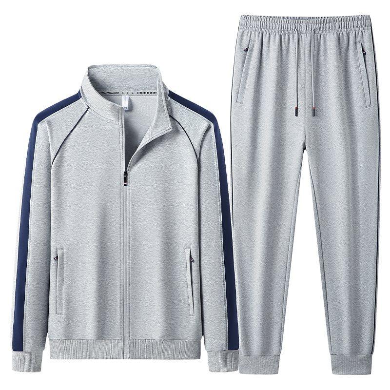 Spring Autumn Men's Tracksuit Cotton Sports Suit Sweatshirt  2-piece Set Middle-Aged And Elderly Casual Cardigan Hoodies Set