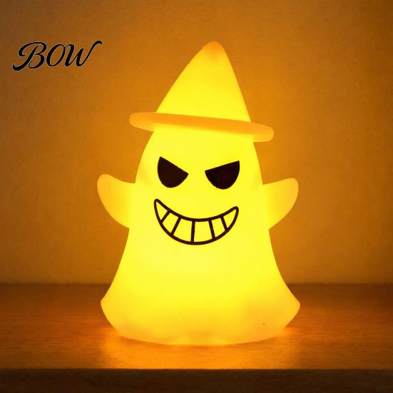 Halloween Night Light Witch Hat Ghost Light, Spooky LED Decorative Lamp, Ghostly Lamp Cartoon for Holiday Party Decor Battery Operated